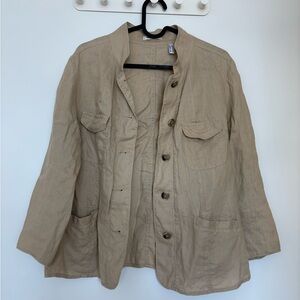 Beige Women's Lightweight Linen Jacket Shirt